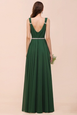 Sleeveless V-Neck Aline Bridesmaid Dress Long Banquet Dress_3