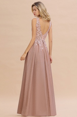 Rebacca | A-Line V-neck Floor-Length Tulle Sequined Prom Dresses_8