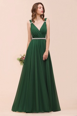Sleeveless V-Neck Aline Bridesmaid Dress Long Banquet Dress_8
