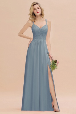 Sweetheart Aline Lace Party Dress Sleeveless Bridesmaid Dress with Side Slit_40