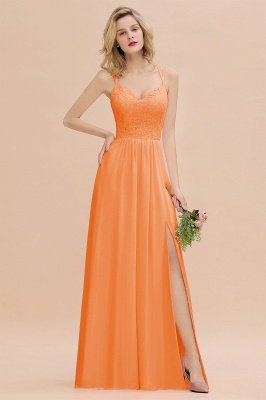 Sweetheart Aline Lace Party Dress Sleeveless Bridesmaid Dress with Side Slit_15