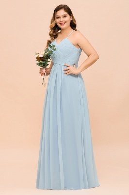 Plus Size Sky Blue Soft Chiffon Aline Bridesmaid Dress_6