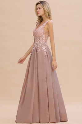 Rebacca | A-Line V-neck Floor-Length Tulle Sequined Prom Dresses_12