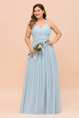 Plus Size Sky Blue Soft Chiffon Aline Bridesmaid Dress_4