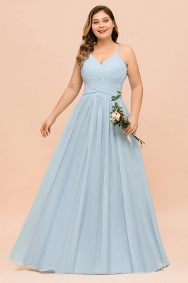 Plus Size Sky Blue Soft Chiffon Aline Bridesmaid Dress_5