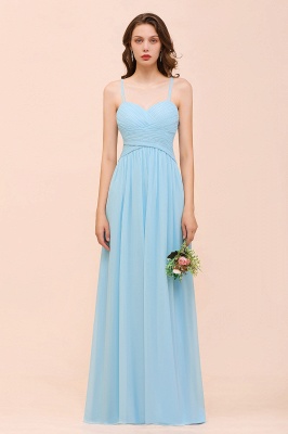 Sky Blue Sweetheart Chiffon Long Bridesmaid Dress Aline Wedding Party Dress with Straps_4