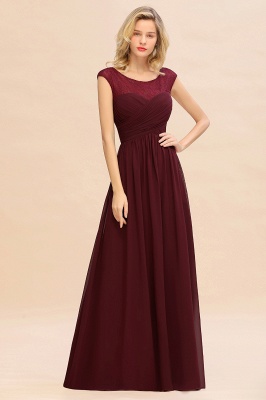 Elegantes Jewel Neck Chiffon Aline Abendkleid bodenlanges Wsedding Guest Dress_1