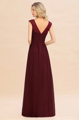 Elegantes Jewel Neck Chiffon Aline Abendkleid bodenlanges Wsedding Guest Dress_3