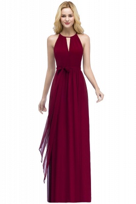 Halter Ruffle Chiffon Bridesmaid Dress Floor Length Wedding Guest Dress_1