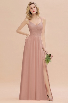 Sweetheart Aline Lace Party Dress Sleeveless Bridesmaid Dress with Side Slit_6
