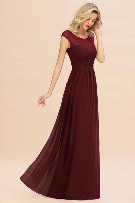 Elegant Jewel Neck Chiffon Aline Evening Dress Floor Length Wsedding Guest Dress_8