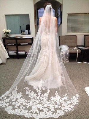 Ivory Lace Edge Cathedral Length Wedding Bridal Veil with Comb