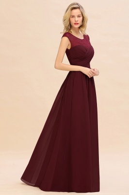 Elegantes Jewel Neck Chiffon Aline Abendkleid bodenlanges Wsedding Guest Dress_5