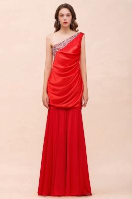 One Shoulder Red Ssatin Special Occasion Dress Detachable Dress for Party with Beadins_1