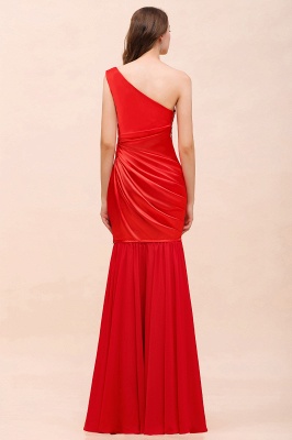 Vestido rojo satinado de un hombro para ocasiones especiales Vestido desmontable para fiesta con cuentas_5