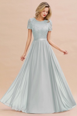 Retro Chiffon Lace Scoop Short-Sleeves Online Bridesmaid Dress_38