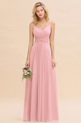 Elegant Ruffles Spaghetti Straps Simple Prom Dresses | A-Line Sleeveless Backless Evening Dresses_4