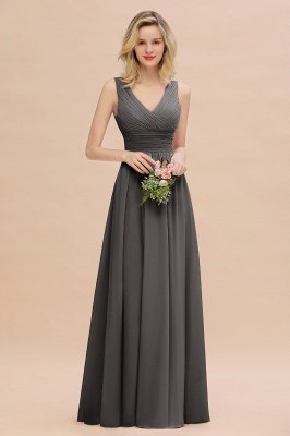Elegant V-Neck Ruffles Bridesmaid Dress On Sale | Sexy Long Evening Dresses_46