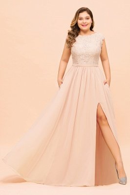 Brautjungfernkleid in Übergröße mit Seitenschlitz ärmelloses Chiffon-Kleid für Hochzeitsgäste_4