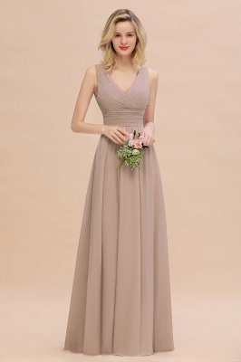 Elegant V-Neck Ruffles Bridesmaid Dress On Sale | Sexy Long Evening Dresses_16