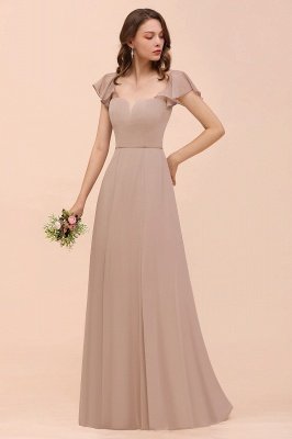 Cap Ruffle Sleeves Bridesmaid Dress with Side Slit_7