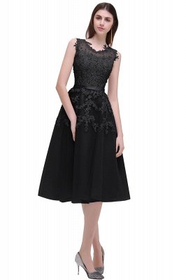 EMORY | A-Line Crew Tea Length Lace Appliques Short Prom Dresses_5