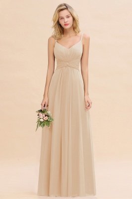 Elegant Ruffles Spaghetti Straps Simple Prom Dresses | A-Line Sleeveless Backless Evening Dresses_14