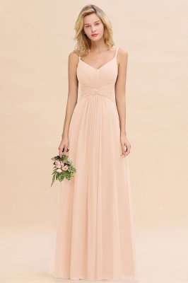 Elegant Ruffles Spaghetti Straps Simple Prom Dresses | A-Line Sleeveless Backless Evening Dresses_5
