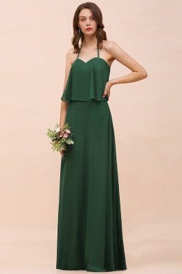 green Chiffon Bridesmaid Dress Casual Evening Party Dress_2