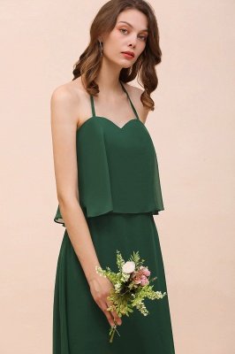 green Chiffon Bridesmaid Dress Casual Evening Party Dress_9