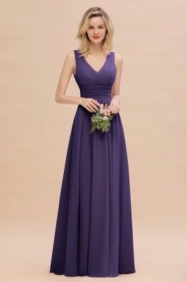 Elegant V-Neck Ruffles Bridesmaid Dress On Sale | Sexy Long Evening Dresses_19