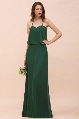 green Chiffon Bridesmaid Dress Casual Evening Party Dress_1