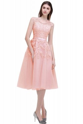 EMORY | A-Line Crew Tea Length Lace Appliques Short Prom Dresses_1