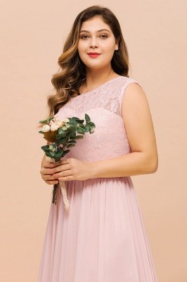 فستان سهرة بكتف واحد من الدانتيل Aline فستان وصيفة العروس باللون الوردي مع شق جانبي_9