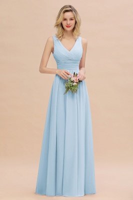 Elegant V-Neck Ruffles Bridesmaid Dress On Sale | Sexy Long Evening Dresses_23