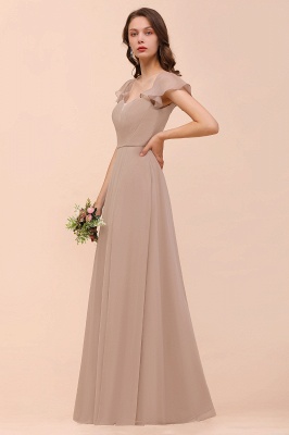 Cap Ruffle Sleeves Bridesmaid Dress with Side Slit_4