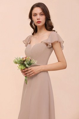 Cap Ruffle Sleeves Bridesmaid Dress with Side Slit_6