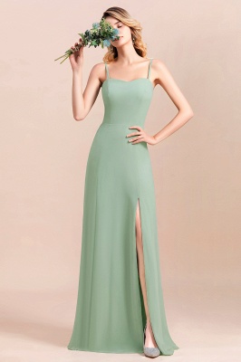 Romantic Sweetheart Sage Garden Bridesmaid DressSpaghetti Straps Long Special Occasion Dress with Side Slit_6