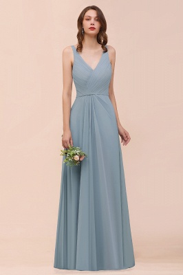 Шикарное свадебное платье без рукавов с v-образным вырезом, длина до пола, шифоновое платье для подружки невесты_1
