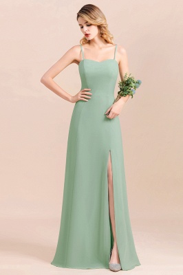 Romantic Sweetheart Sage Garden Bridesmaid DressSpaghetti Straps Long Special Occasion Dress with Side Slit_7
