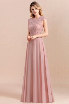 Elegant Dusty Pink Soft Lace Chiffon Evening Dress Sleveless Aline Bridesmaid Dress_6