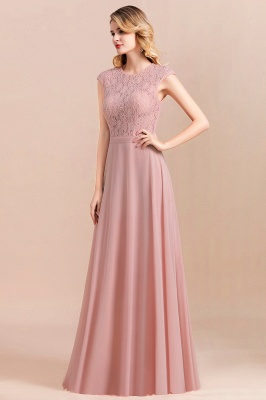 Elegant Dusty Pink Soft Lace Chiffon Evening Dress Sleveless Aline Bridesmaid Dress_9