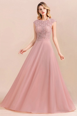 Elegant Dusty Pink Soft Lace Chiffon Evening Dress Sleveless Aline Bridesmaid Dress_7