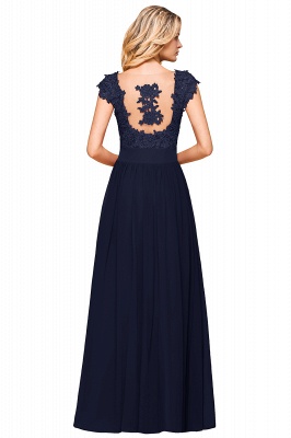 Burgundy Cap sleeves Lace Evening Gowns with Appliques | Chiffon Long Mother of the bride dress_26