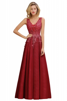 Rebacca | A-Line V-neck Floor-Length Tulle Sequined Prom Dresses_2