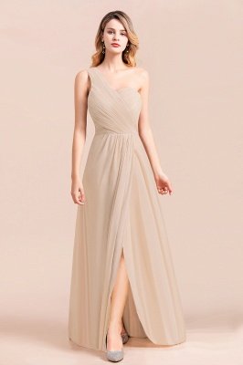 Простое свадебное платье с одним плечом для гостей, шифоновое вечернее платье Aline с боковым разрезом_4