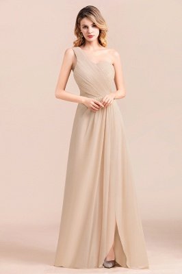 Простое свадебное платье с одним плечом для гостей, шифоновое вечернее платье Aline с боковым разрезом_6