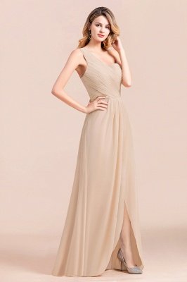 Простое свадебное платье с одним плечом для гостей, шифоновое вечернее платье Aline с боковым разрезом_5
