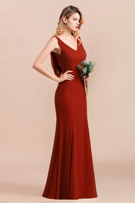 Темно-красное платье для свадебной вечеринки с V-образным вырезом Платье для подружки невесты без рукавов с накидкой_8