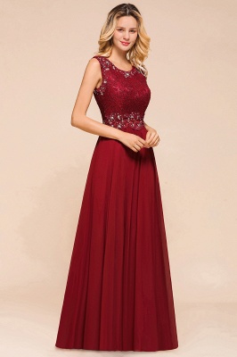 Arla | Trendy Round neck Beaded Burgundy Lace Bridesmaid Dress with Belt_4